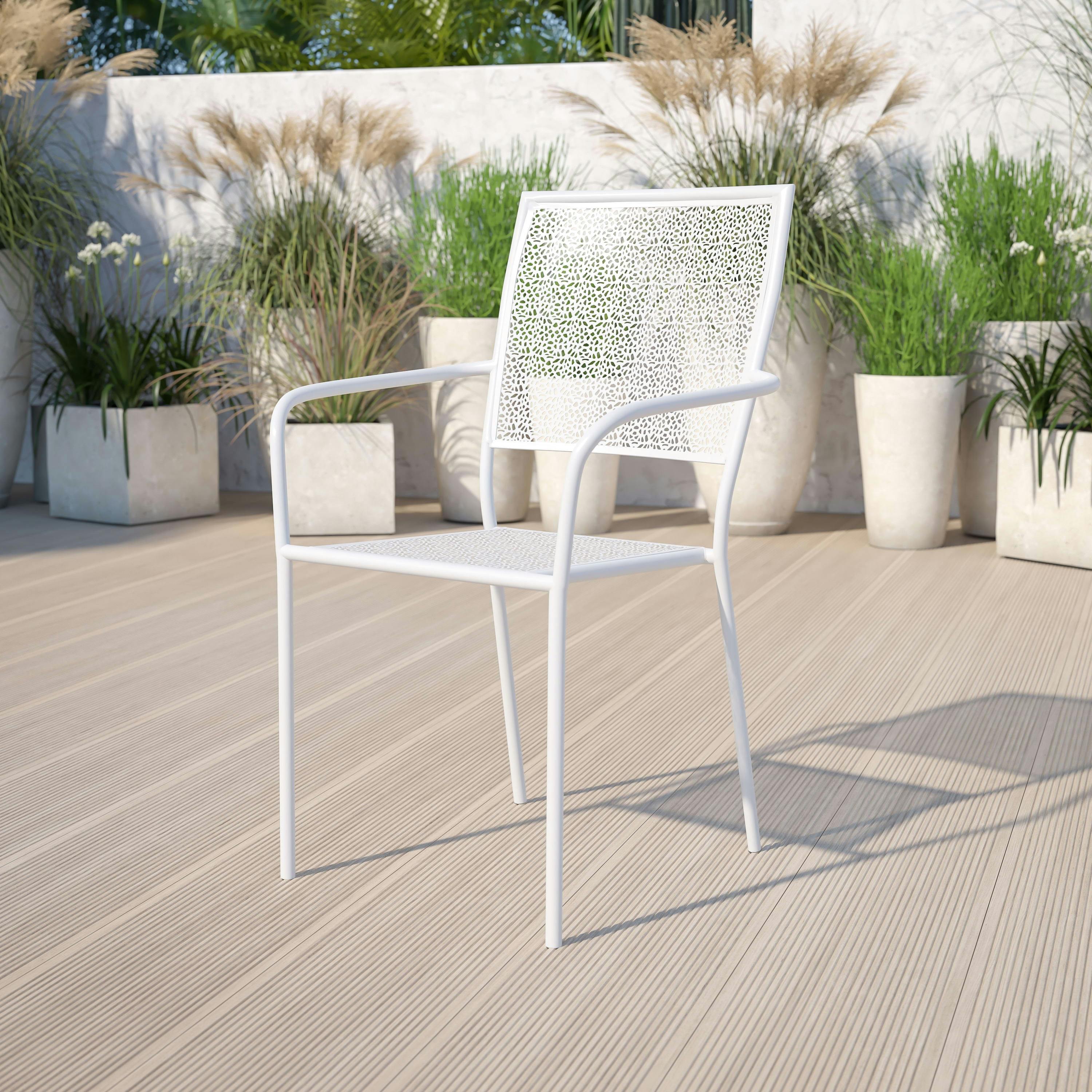White Rain Flower Metal Indoor-Outdoor Arm Chair