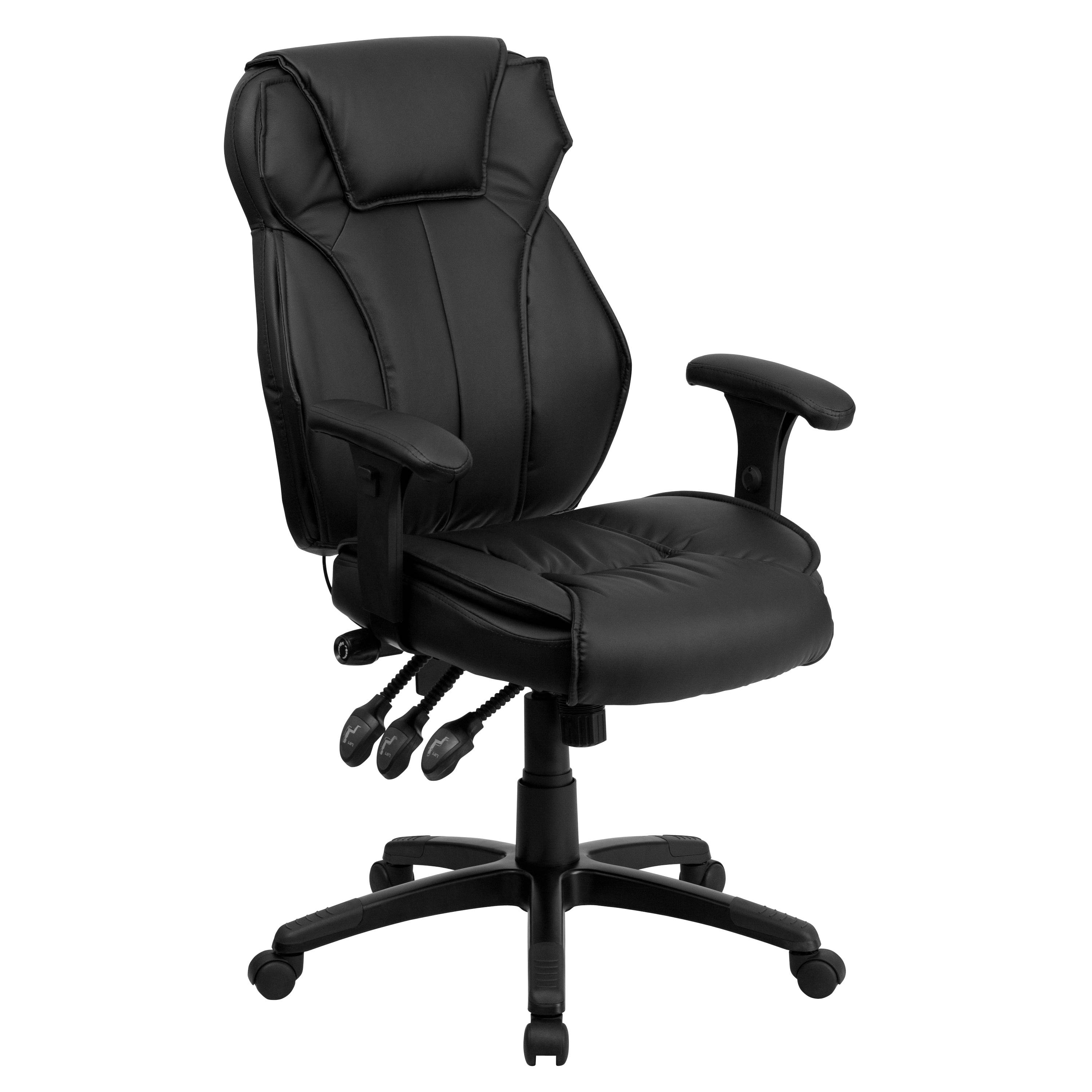 High-Back Black LeatherSoft Executive Swivel Chair with Adjustable Arms