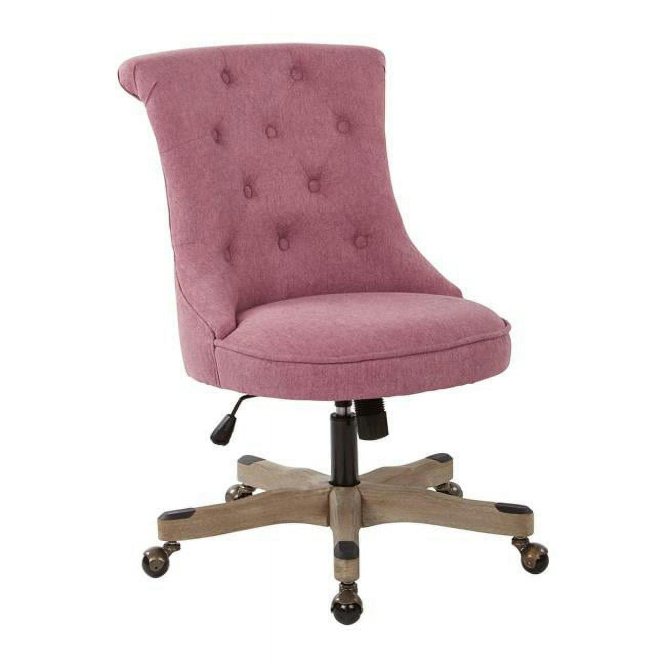 Orchid Fabric 32" Swivel Armless Office Chair with Gray Wood Base