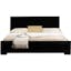Elegant Black Wood Full Platform Bed with Upholstered Headboard