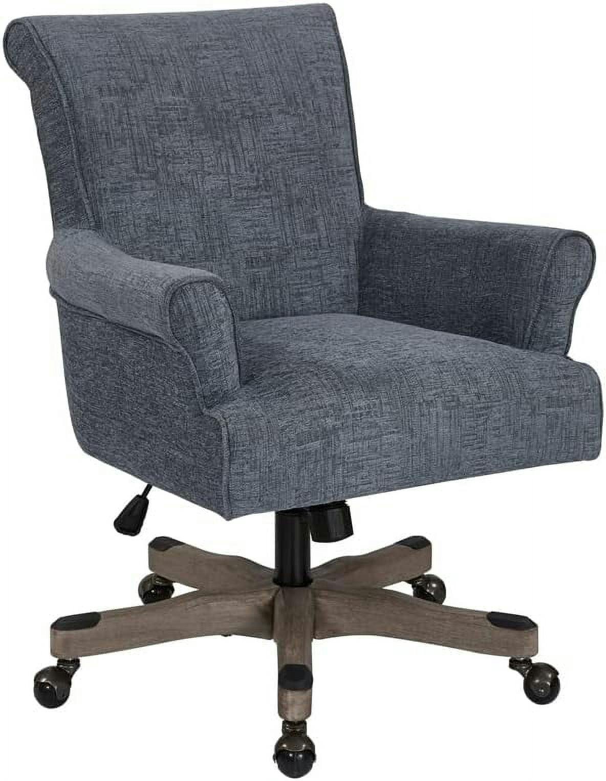 Contemporary Navy Fabric Task Chair with Brushed Grey Wood Base