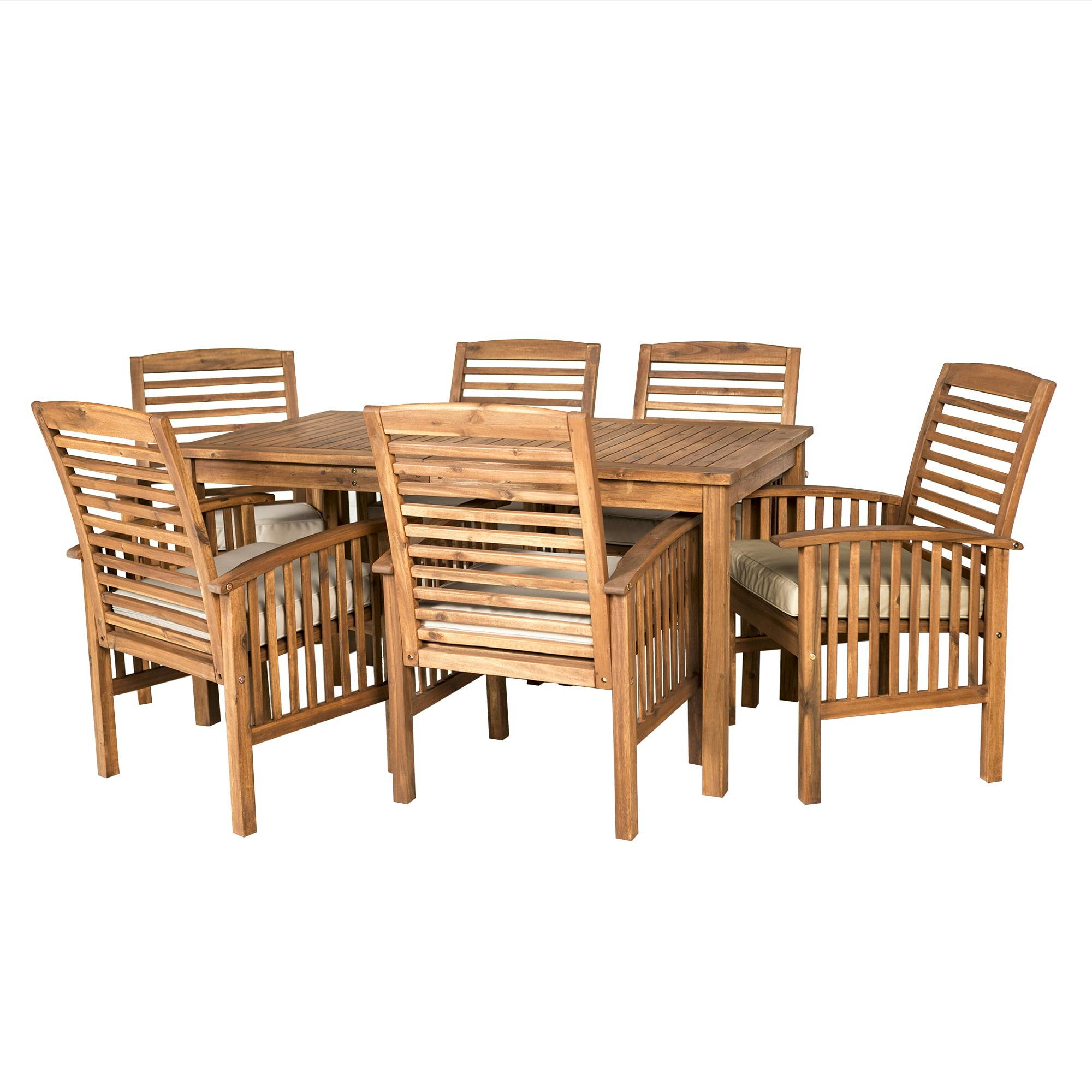 6-Person Acacia Wood Simple Lines Patio Dining Set
