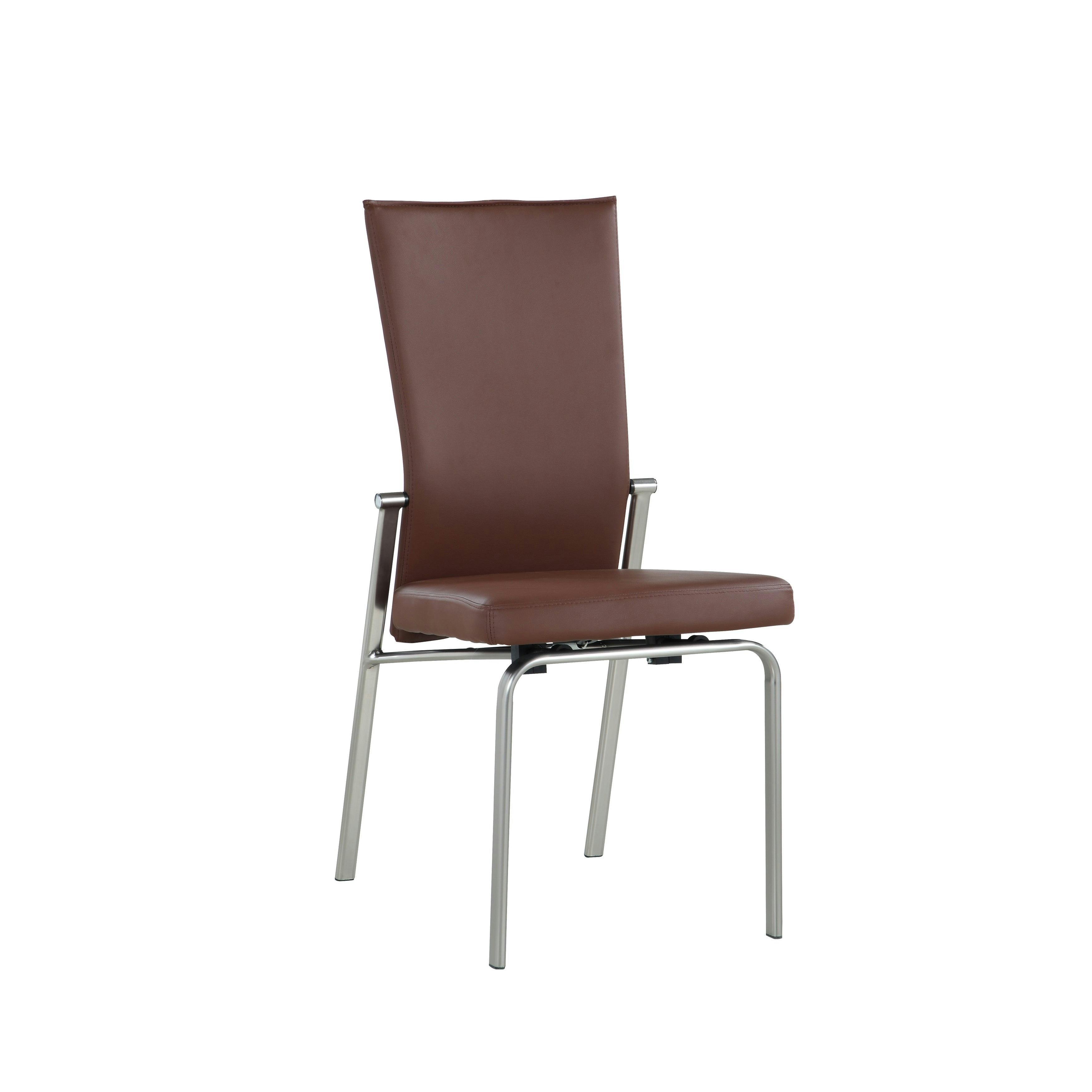 Zephyr Brown Faux Leather Motion-Back Upholstered Side Chair