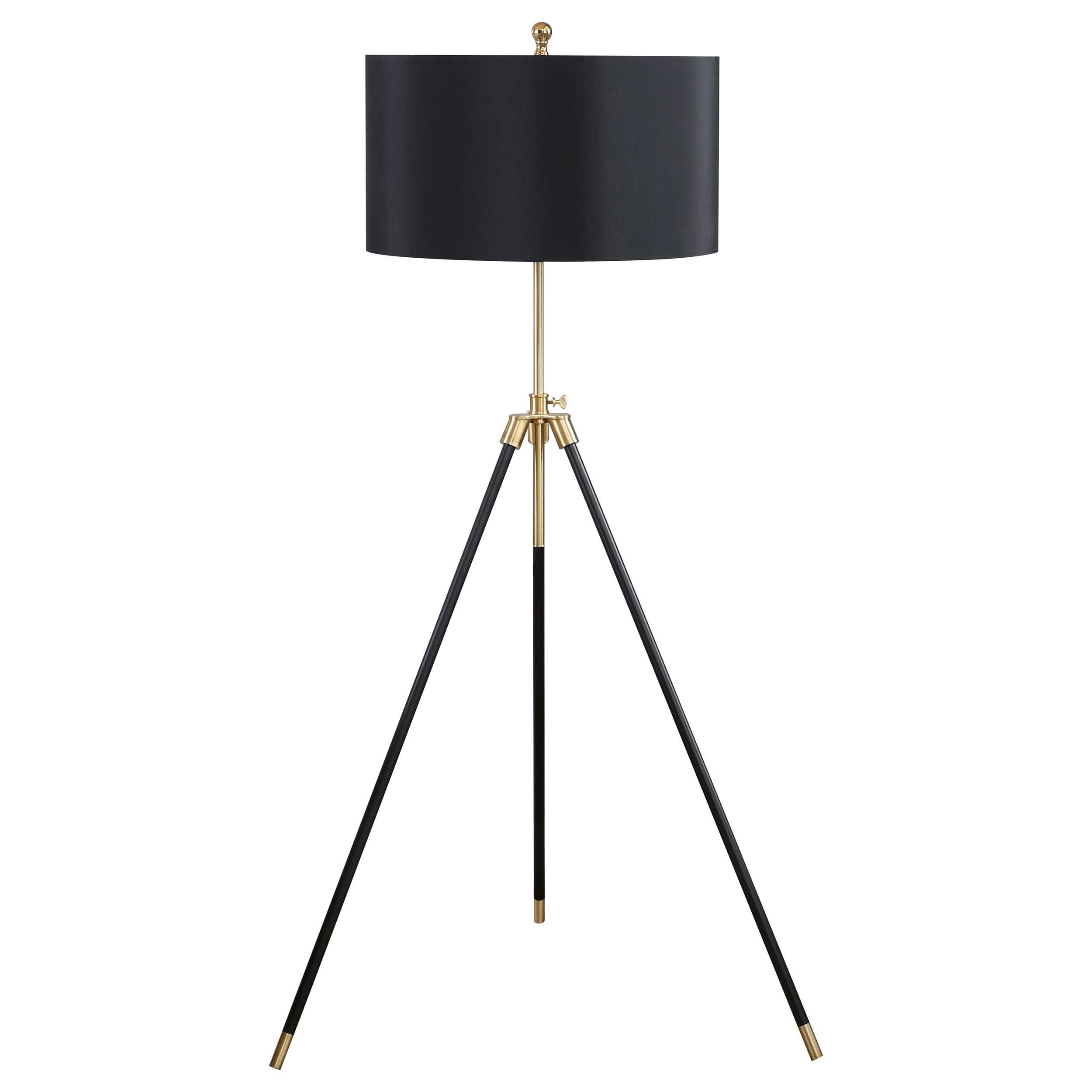Elegant Black and Gold Tripod Floor Lamp with 3-Way Switch