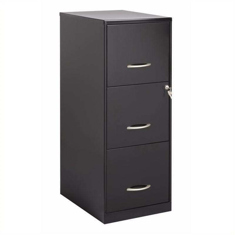 Sleek Black Metal 3-Drawer Lockable File Cabinet for Home Office