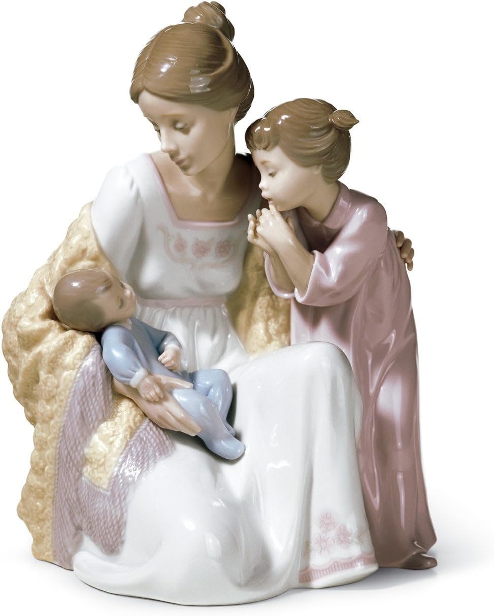 Eloquent Porcelain Family Figurine: Mother, Daughter, and Baby