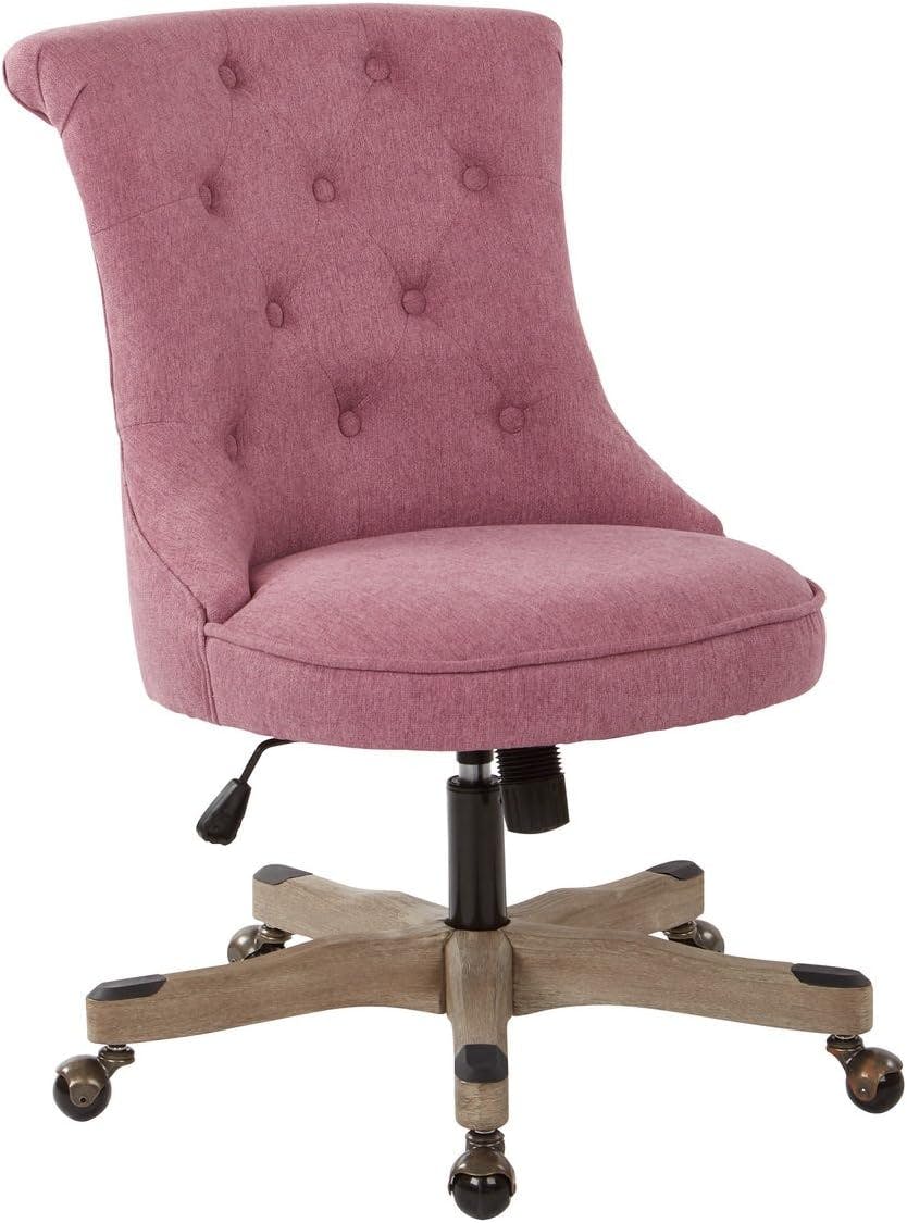Orchid Fabric 32" Swivel Armless Office Chair with Gray Wood Base