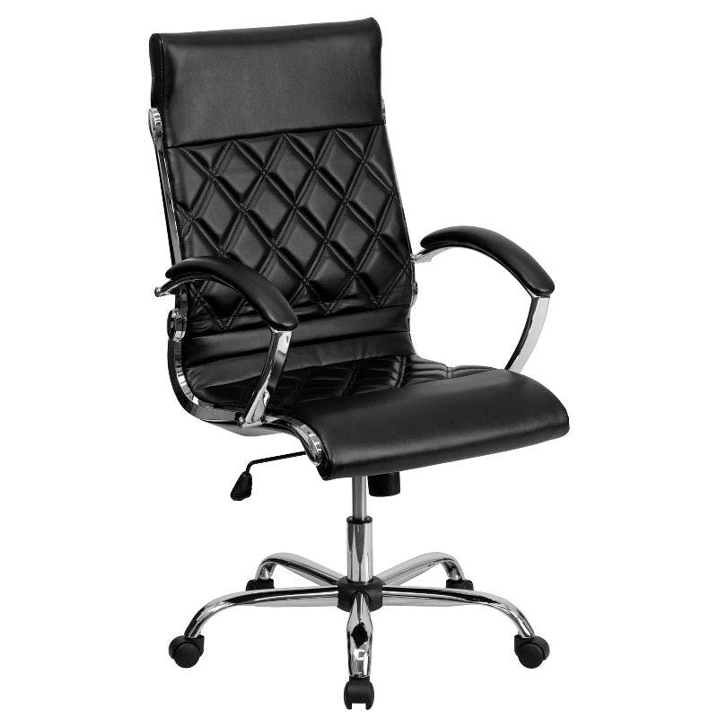 Ergonomic High-Back Executive LeatherSoft Swivel Chair with Chrome Accents