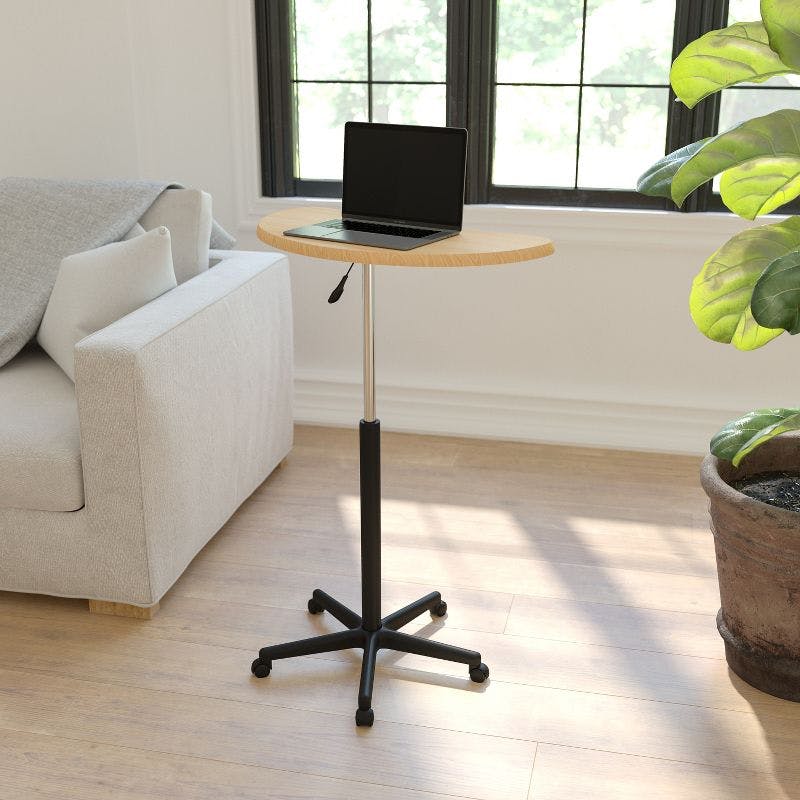 Adjustable Height Mobile Laptop Desk with Maple Finish