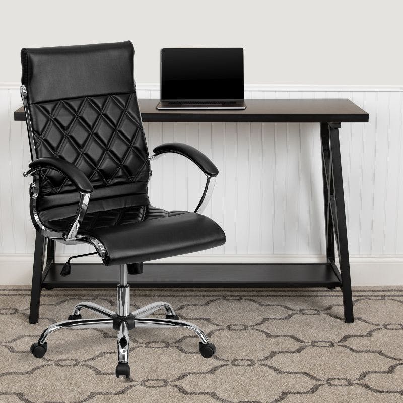 Ergonomic High-Back Executive LeatherSoft Swivel Chair with Chrome Accents