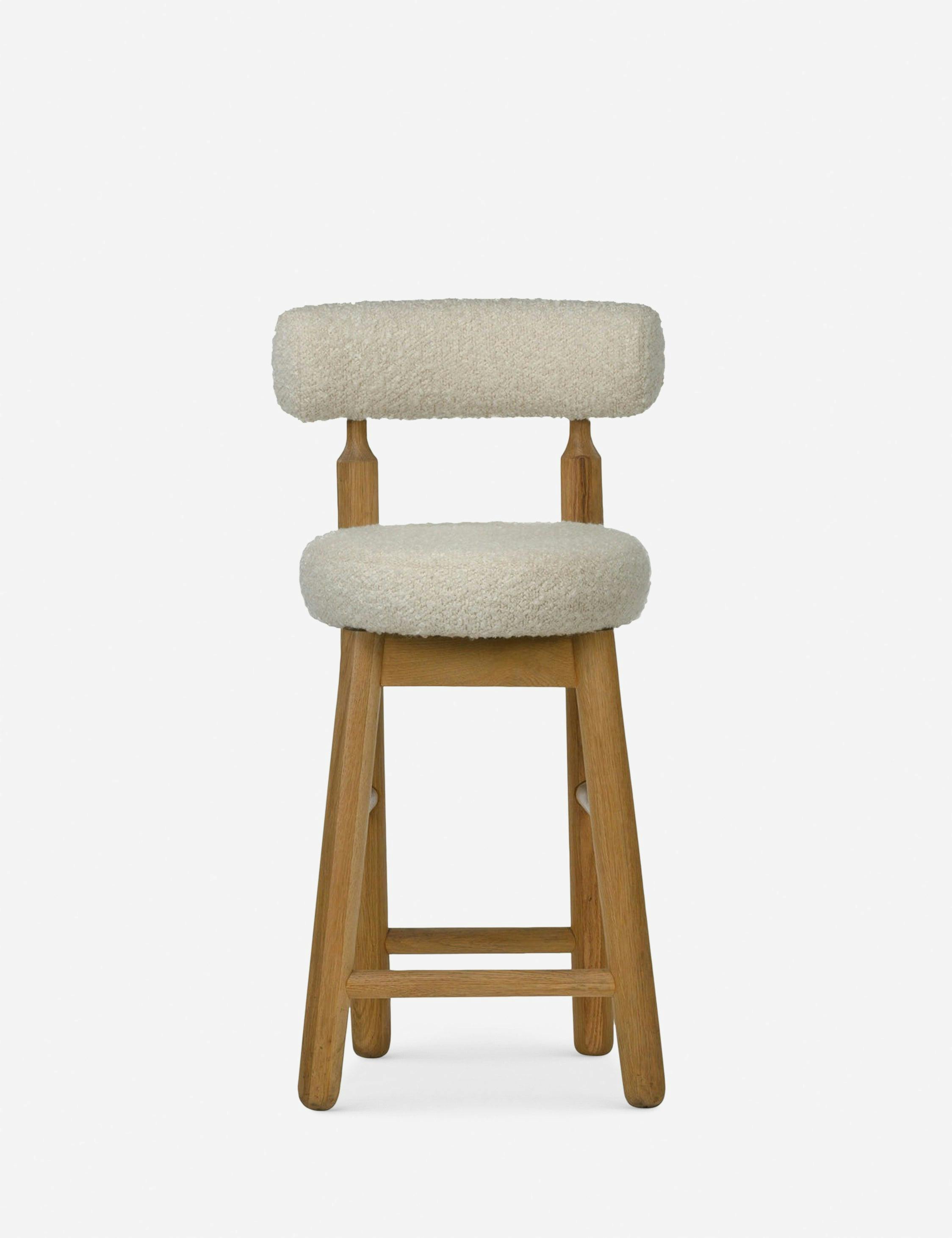 Centro Rustic White Boucle Upholstered Counter Stool