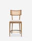 Britt Counter Stool in Toasted Nettlewood with Cane Inlay and Linen Cushion