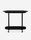 Orbit 36" Black Steel and Oak Bar Cart with Casters