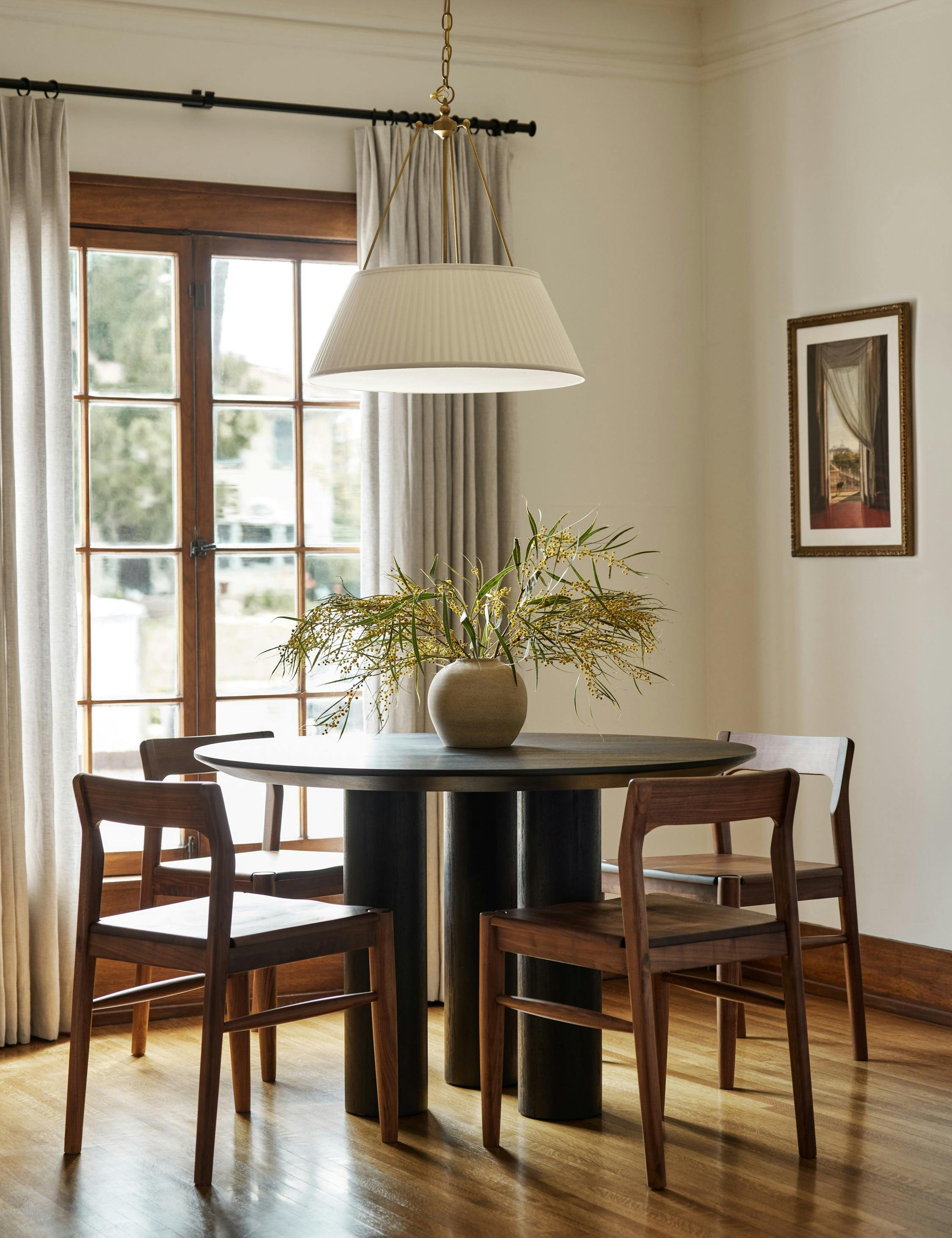 Elegant Mid-Century Walnut Upholstered Dining Chair Set