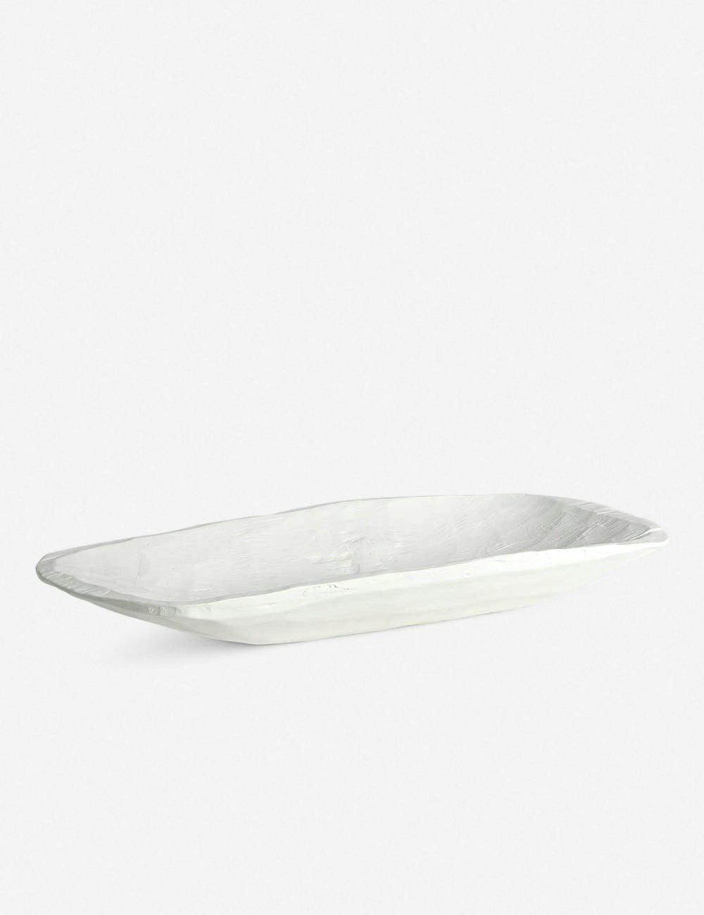 Elegance in Matte White: Faux Timber Rectangular Centerpiece Bowl