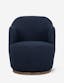 Copenhagen Indigo Leather Swivel Chair with Sustainably Sourced Base