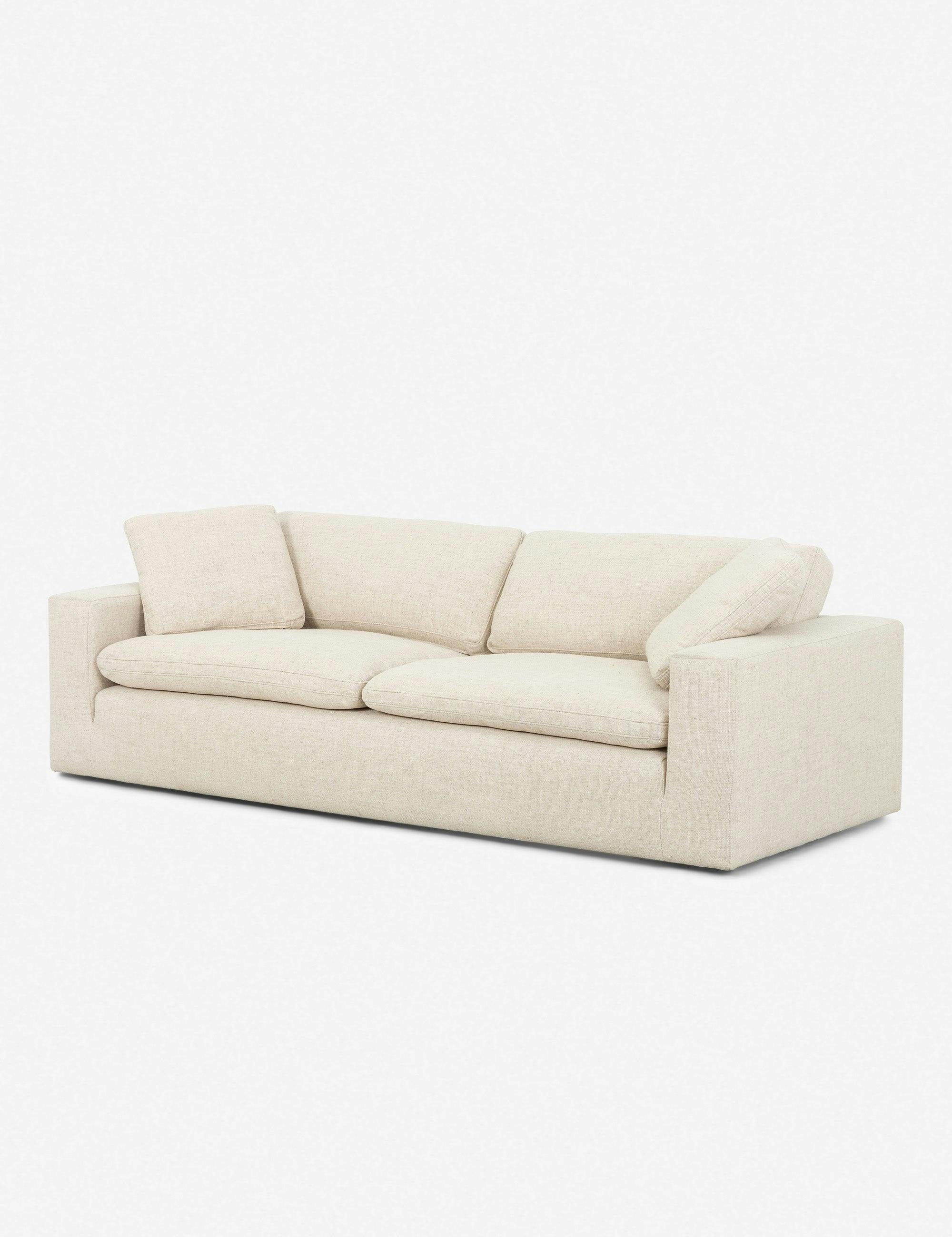 Thames Cream Casual Feather-Down Filled Plush Sofa 96.5"