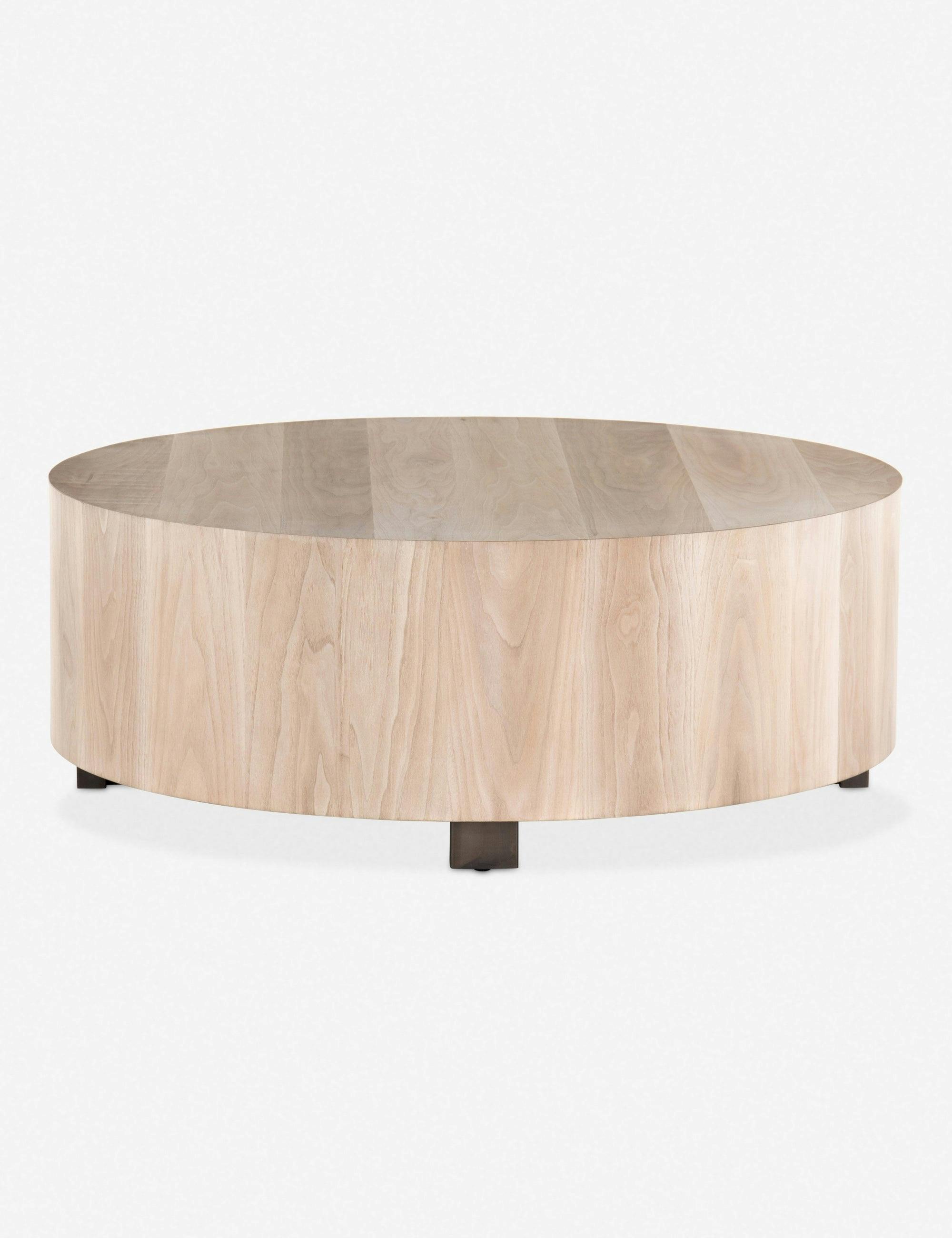 Contemporary Cream Wood Round Coffee Table, 40" Diameter