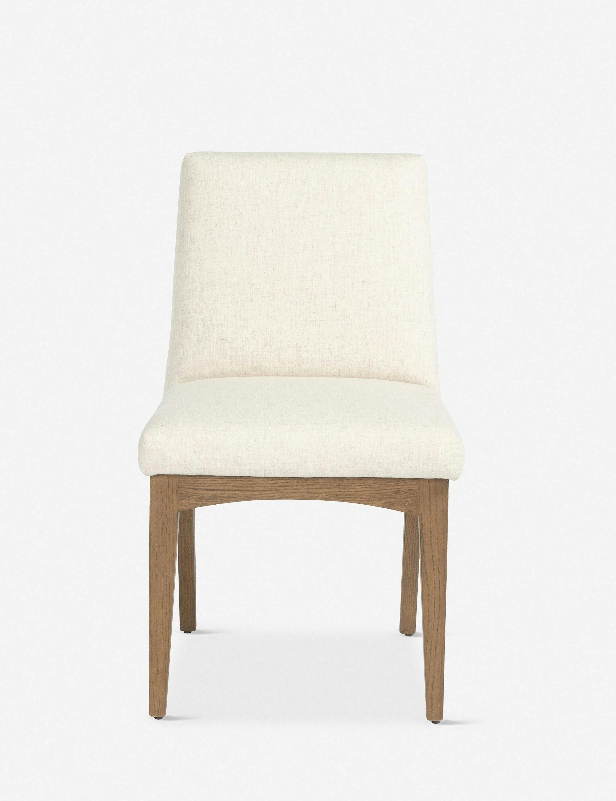 Cream Linen and Honey Wood Contemporary Side Chair