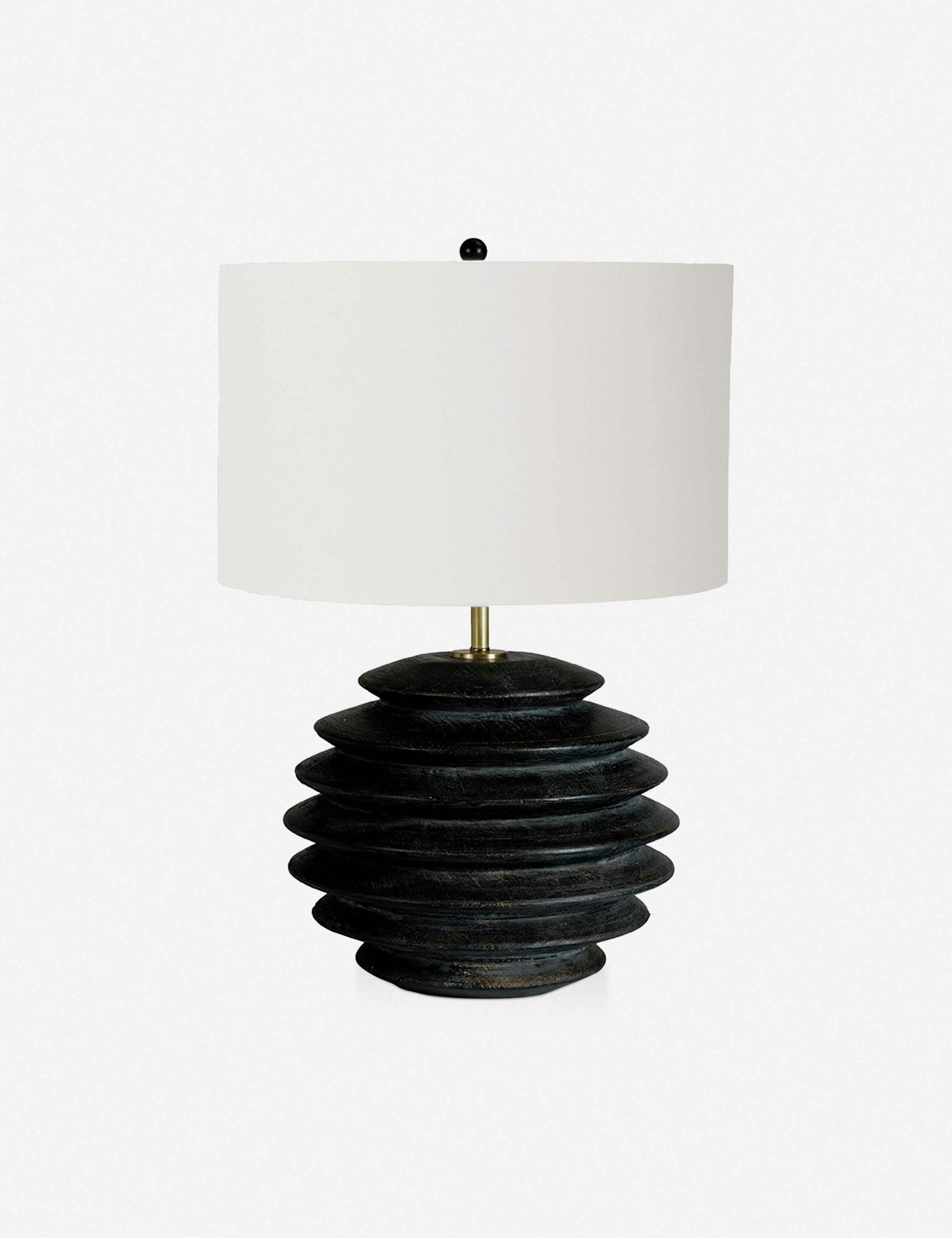 Ebony Groove 18" Table Lamp with Linen Shade and Polished Brass Accents