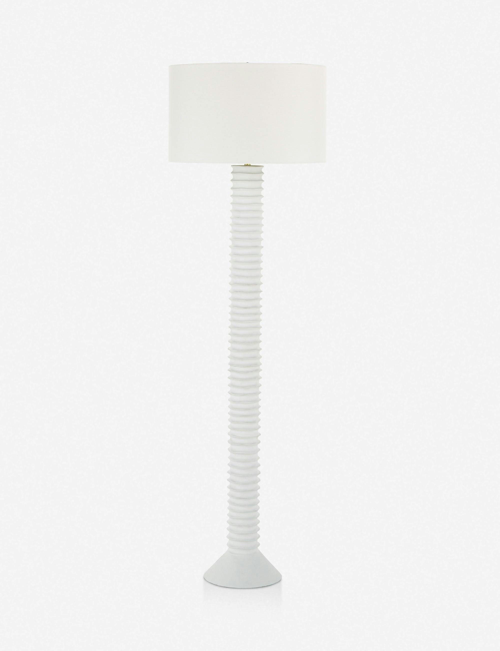 Nabu Accordion-Base White Linen Shade Metal Floor Lamp