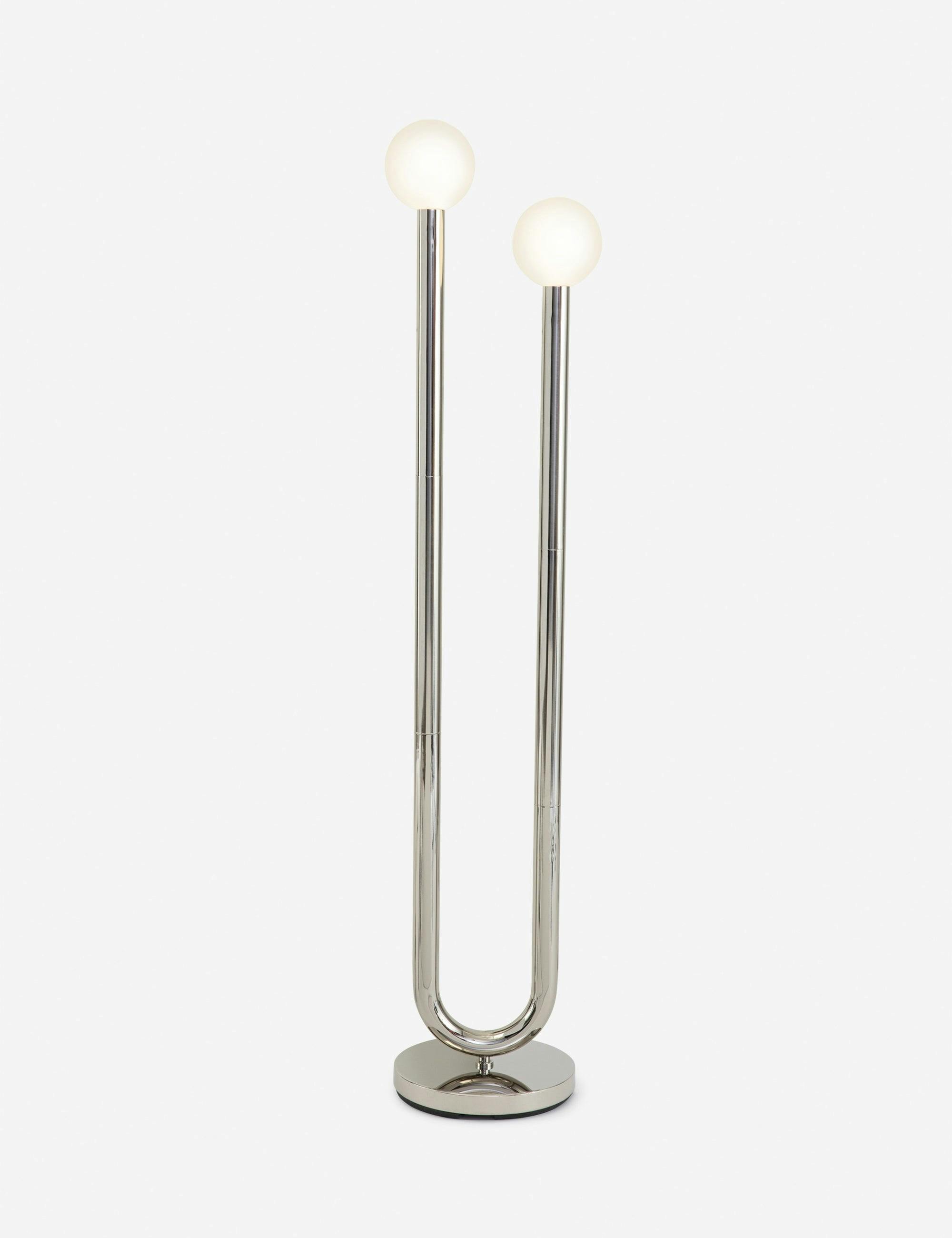 Happy Polished Nickel 2-Light Floor Lamp with Dimmer