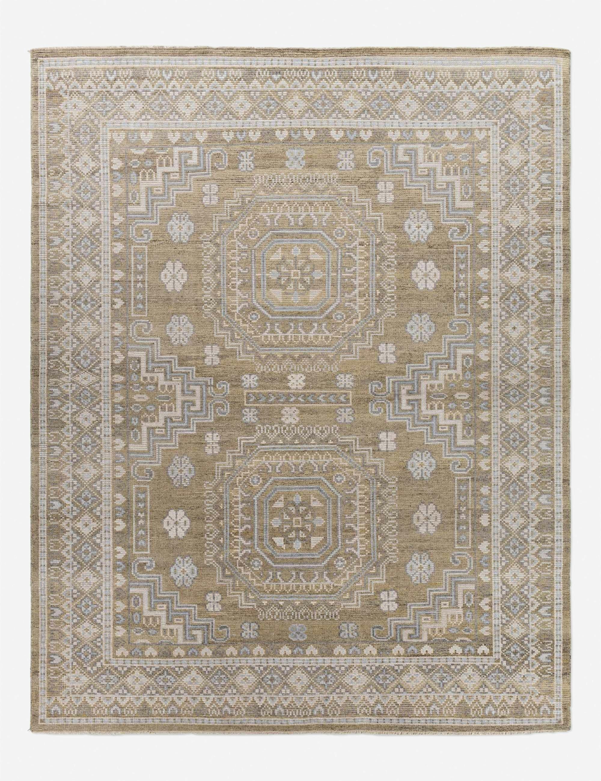 Anahit Blue Wool-Blend Hand-Knotted Rectangular Rug - 2' x 3'