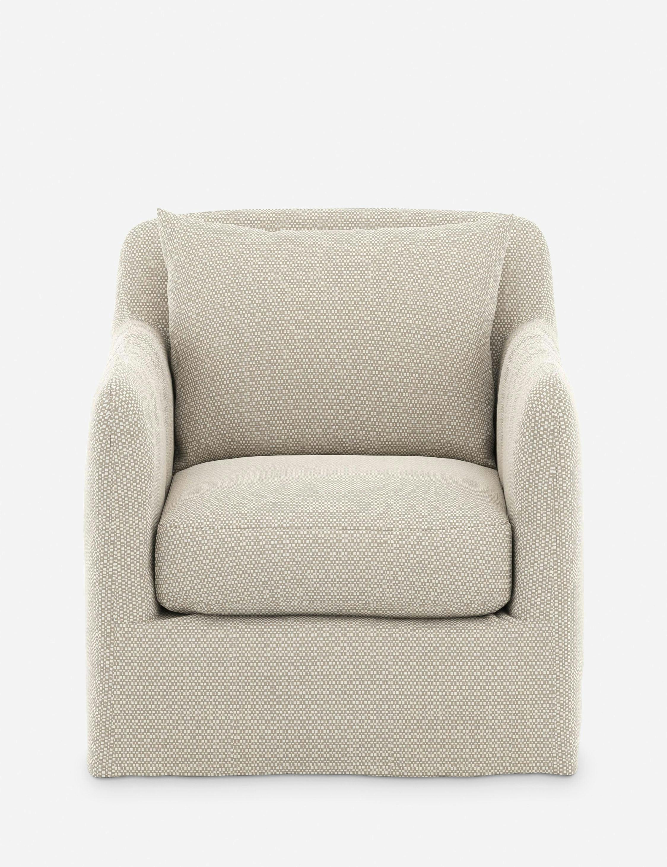 Contemporary Beige Swivel Dining Chair with Plush Cushions