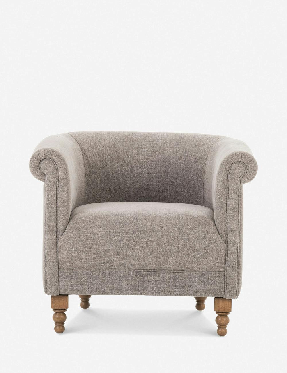Beige Handcrafted Barrel Club Accent Chair