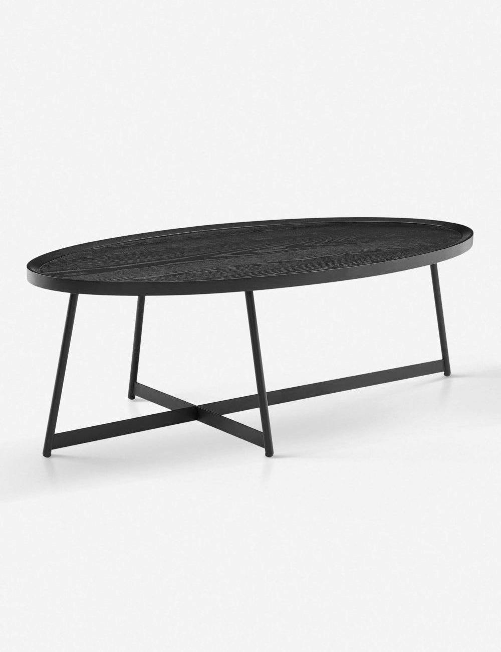Gweneth Black Ash Oval Coffee Table with Raised Rim