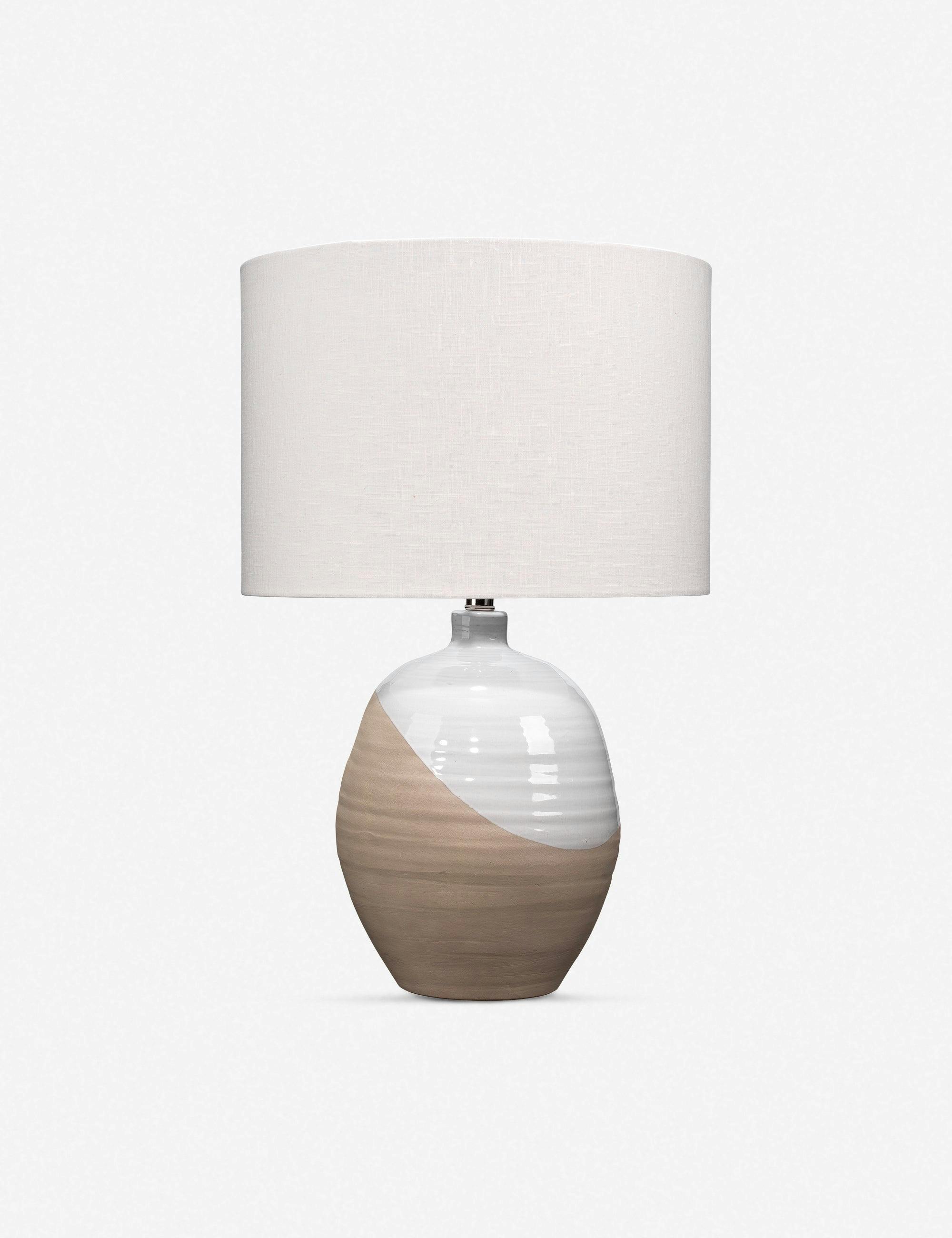 Risu Two-Tone Ceramic Table Lamp with White Linen Shade
