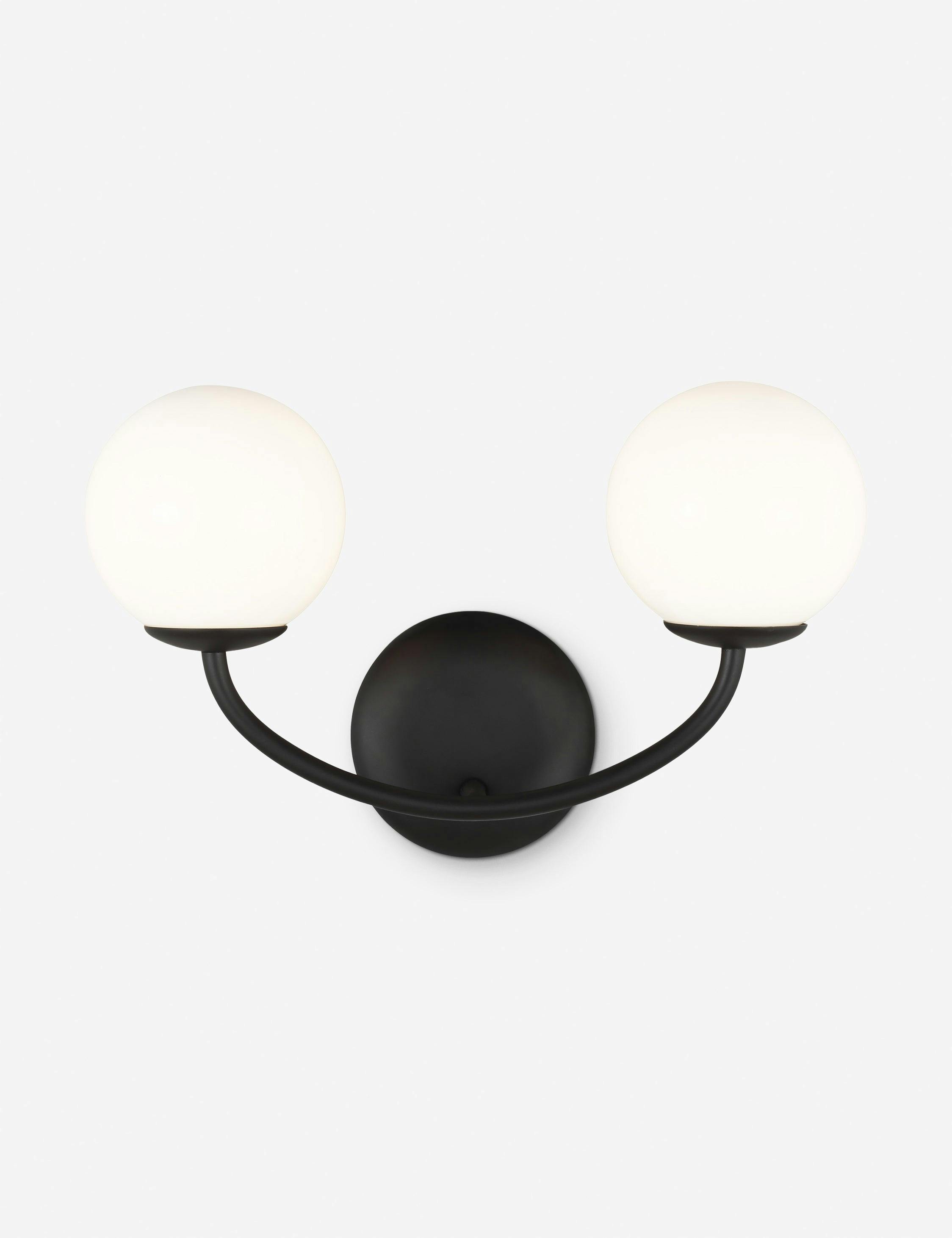 Galassia Midnight Black 15" Modern Wall Sconce with Milk White Shade