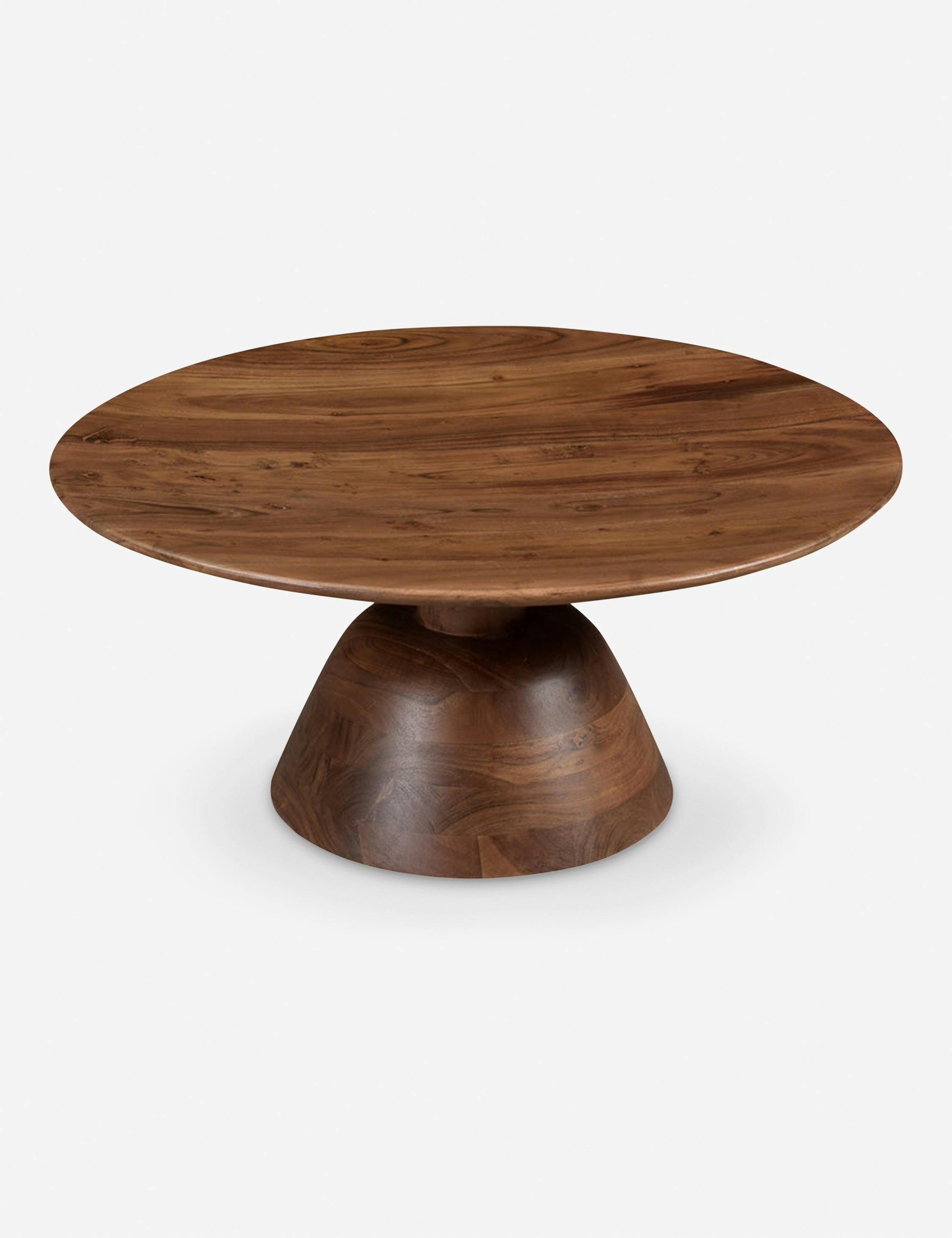 Dalton 55 lb Capacity Round Walnut Acacia Wood Coffee Table