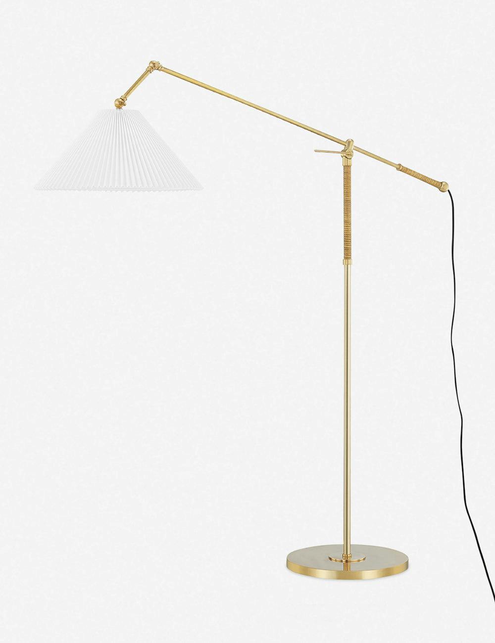 Dorset Aged Brass and Cream Linen 1-Light Adjustable Floor Lamp