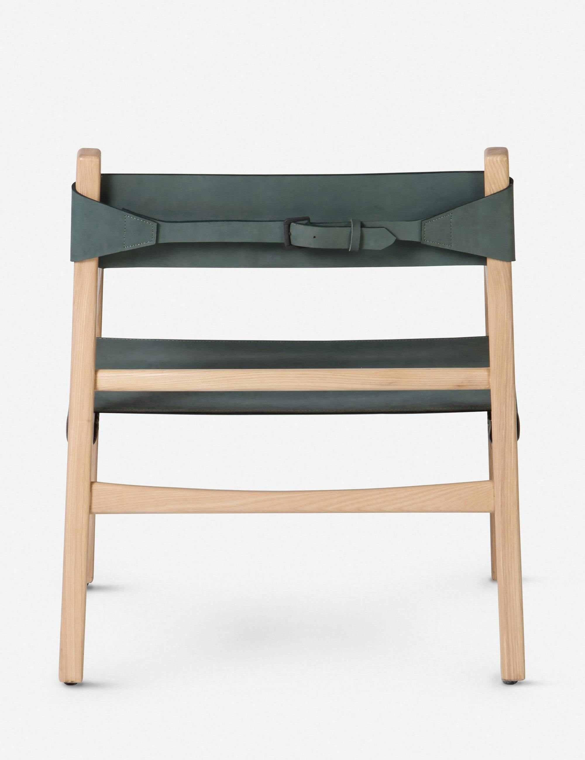 Minimalist Beige Leather and Ash Wood Accent Chair