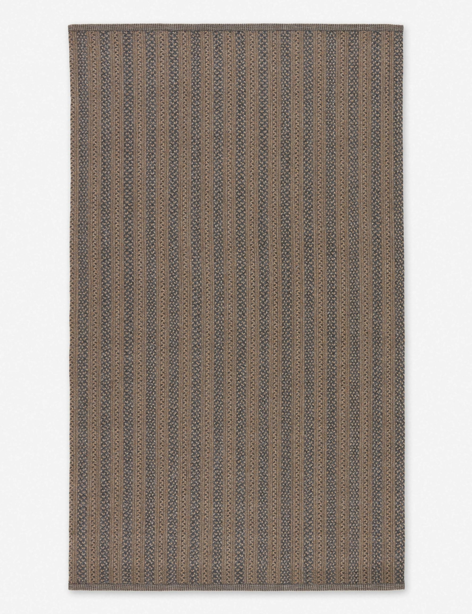 Modern Braided Stripe 24" x 36" Gray Synthetic Area Rug