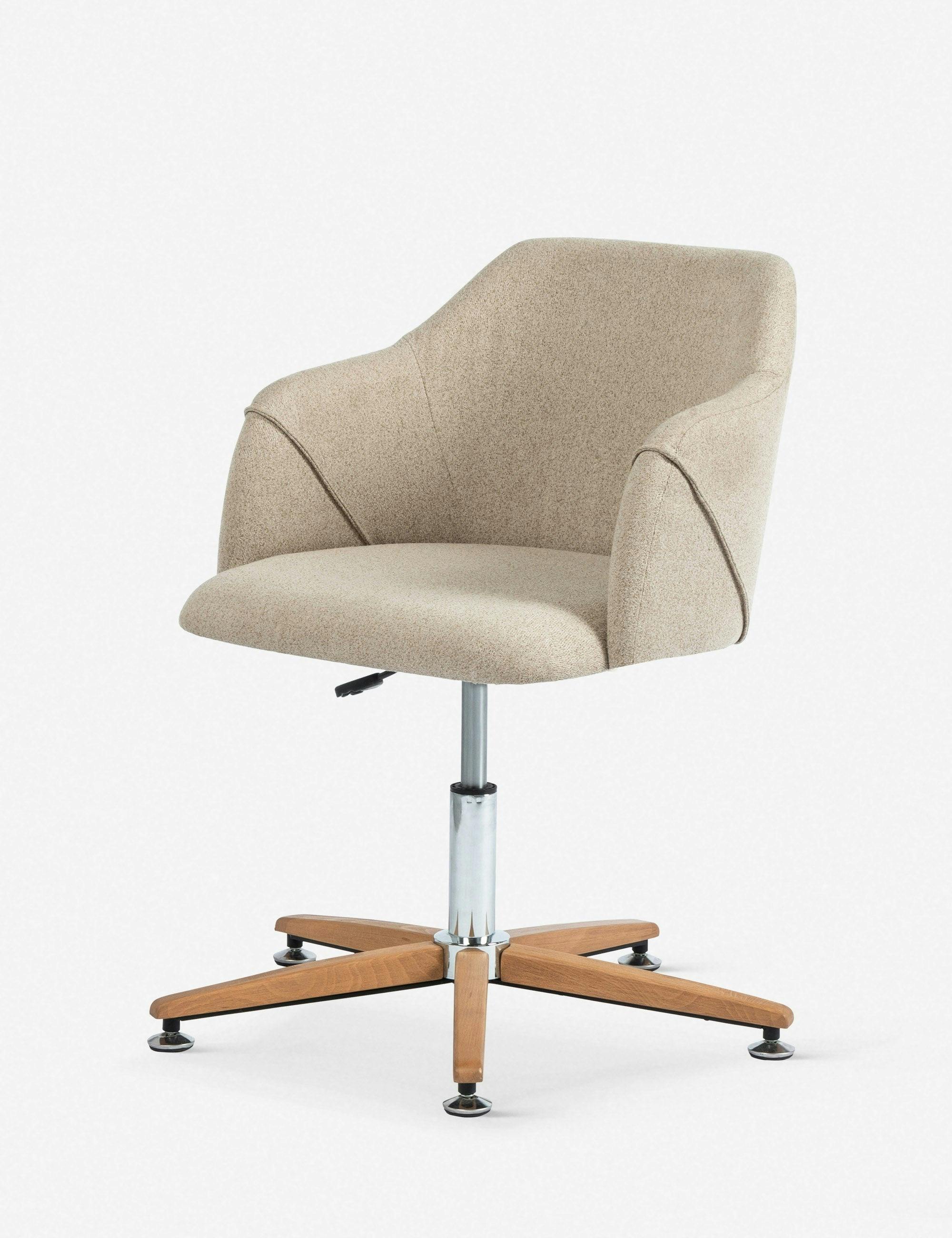 Edna Fedora Oatmeal Adjustable Swivel Task Chair in Brown Leather
