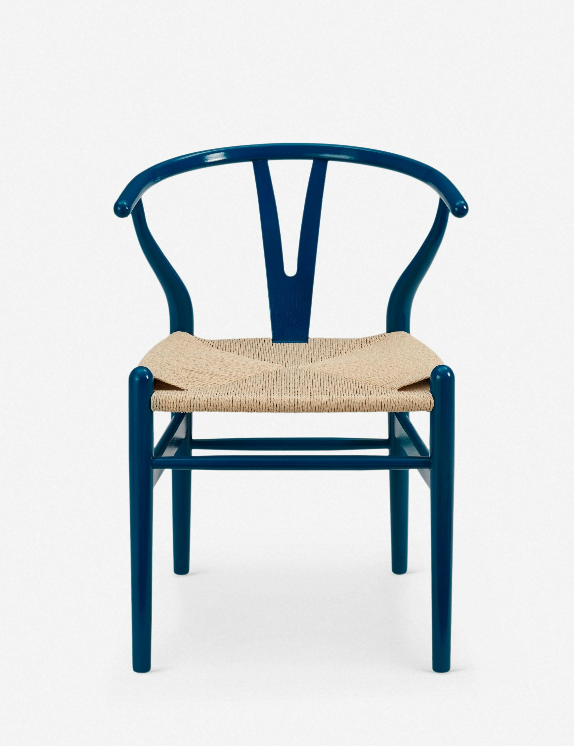 Midnight Blue Swivel Side Chair with Woven Rush Seat