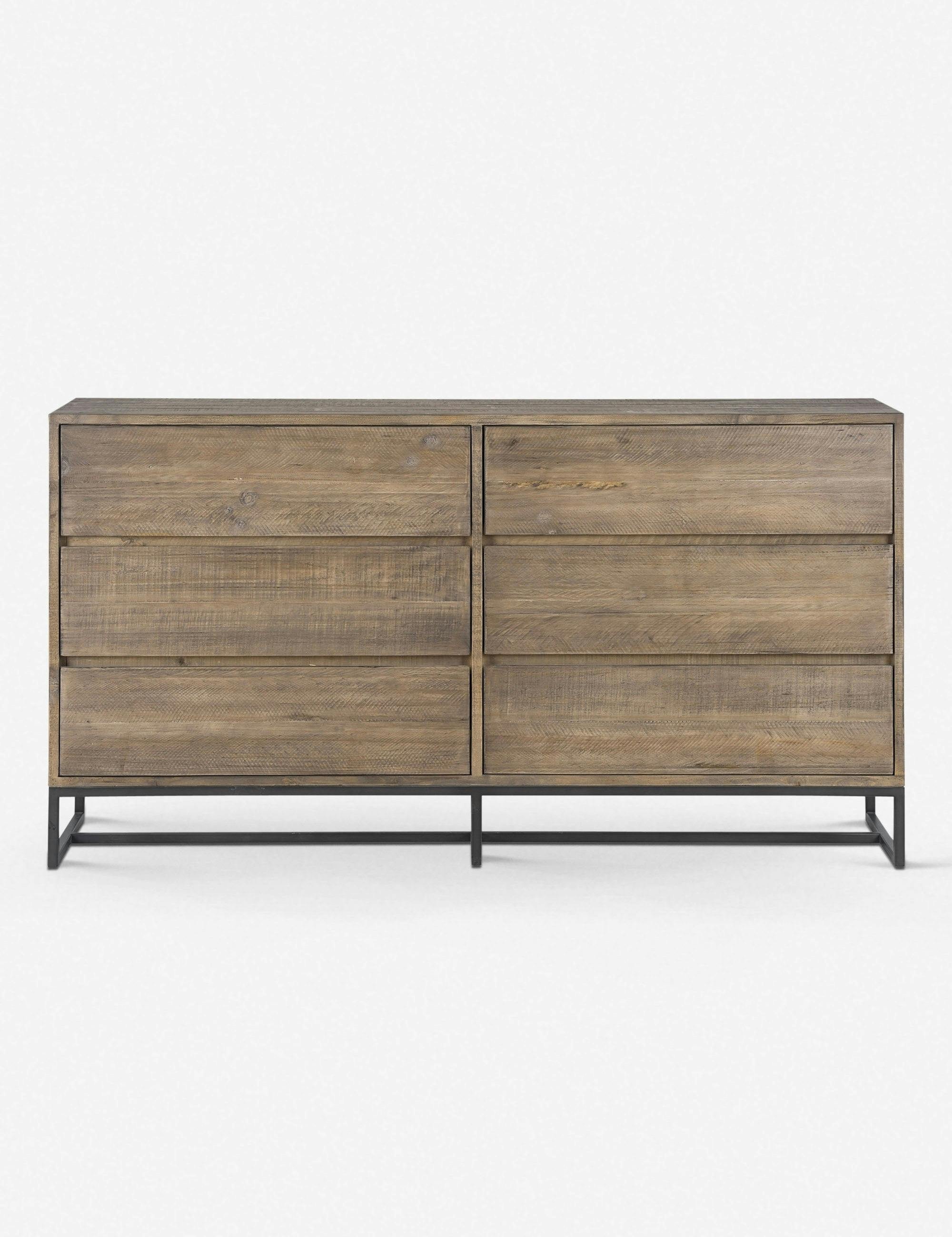 Elena 63'' Light Brown Solid Pine 6-Drawer Rustic Dresser