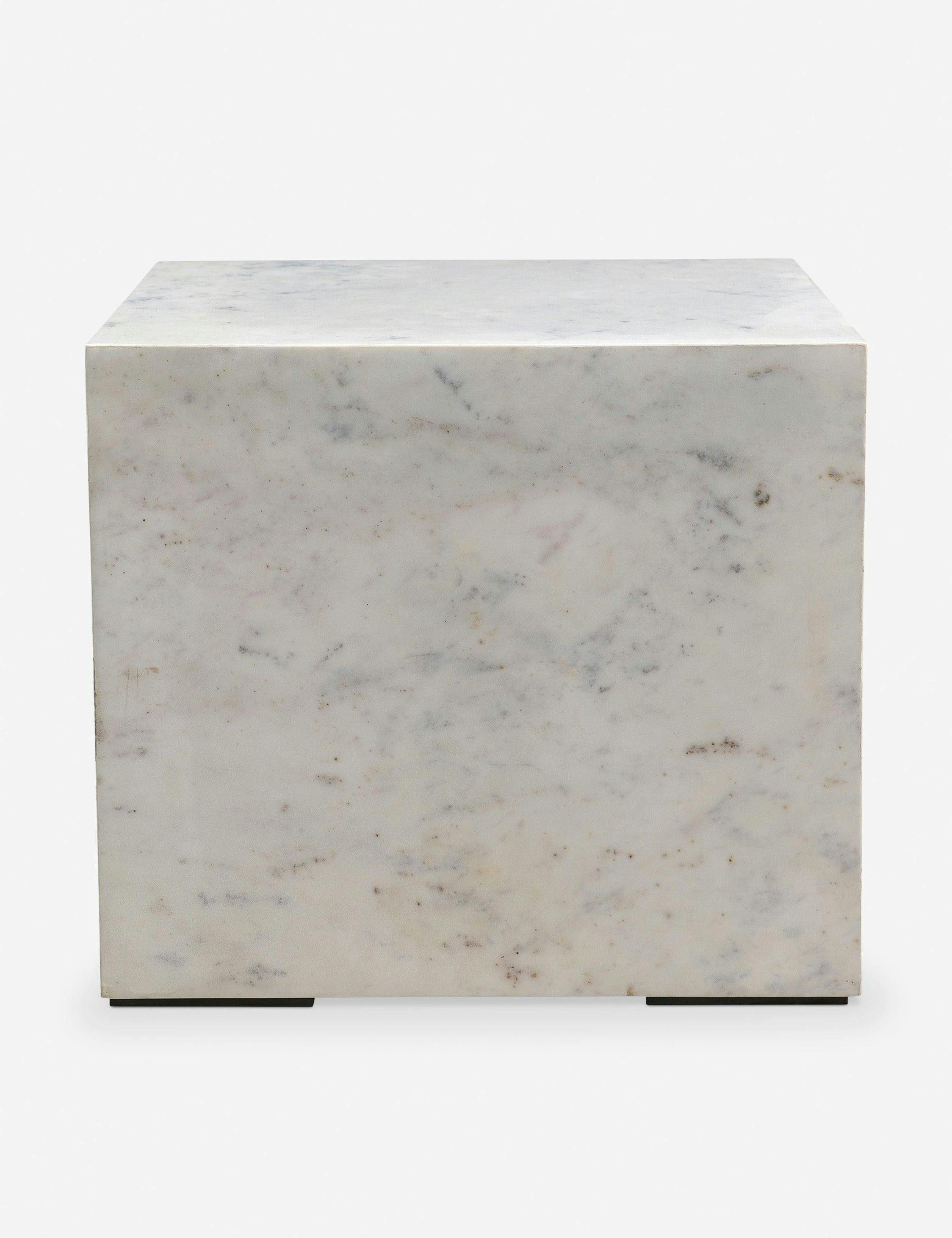 Contemporary Nash 18'' Square White Marble Side Table