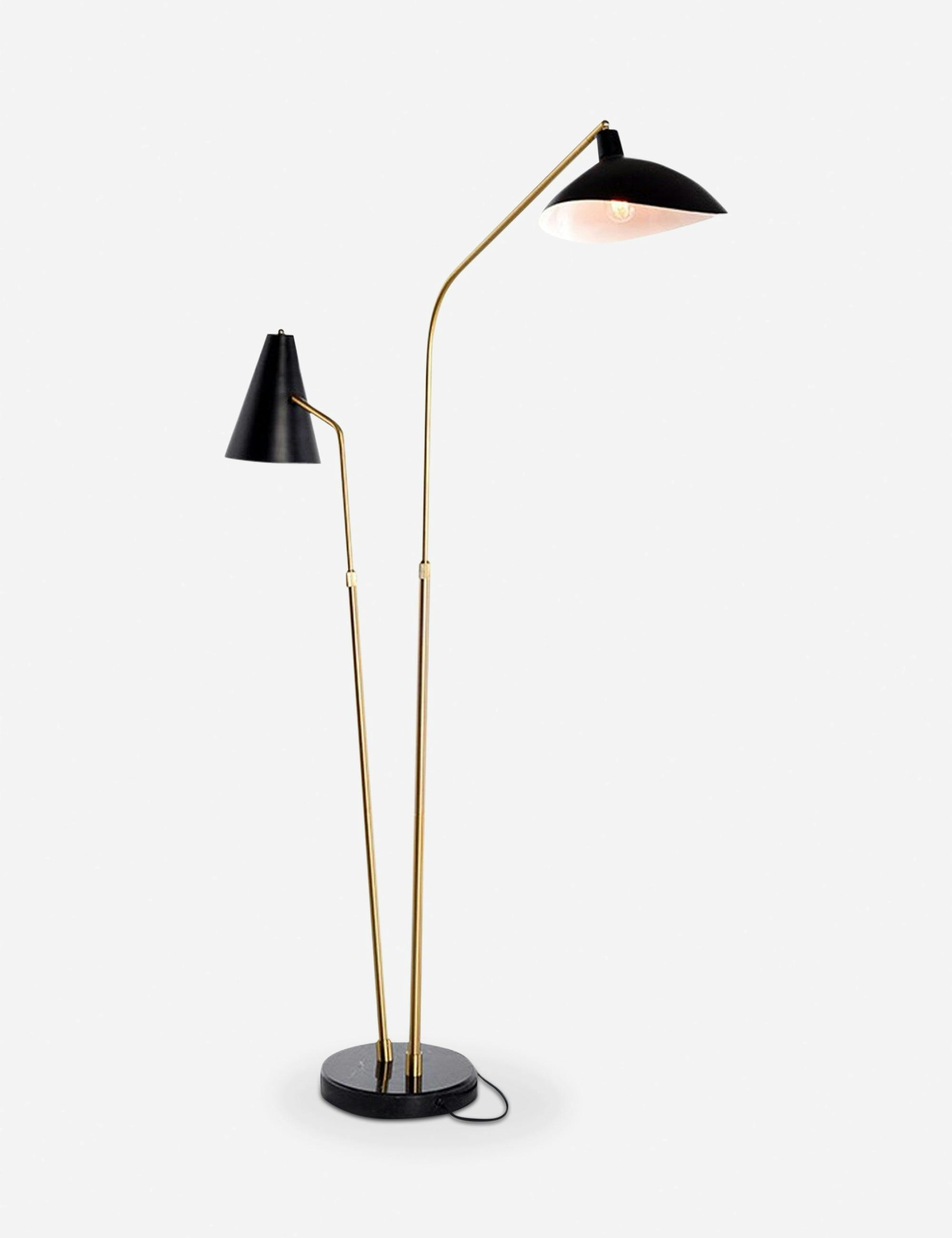 Dominique Adjustable Multi-Head Black Floor Lamp with Marble Base