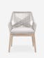 Transitional Gray and White Teak Outdoor Arm Chair with Cushions