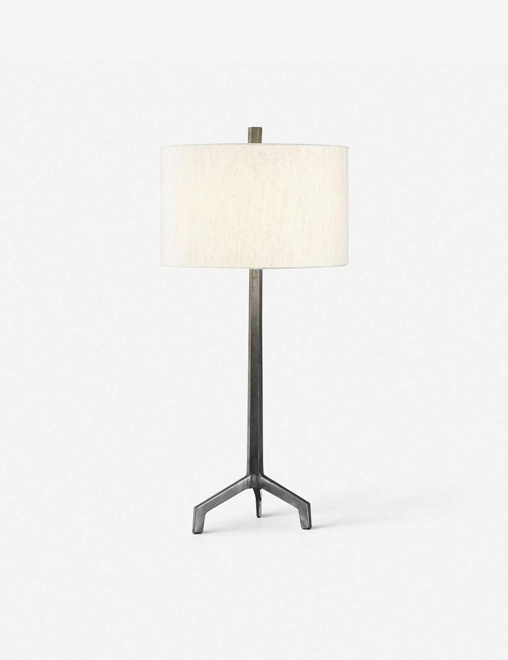Ivor 33'' Raw Steel Table Lamp with Neutral Drum Shade