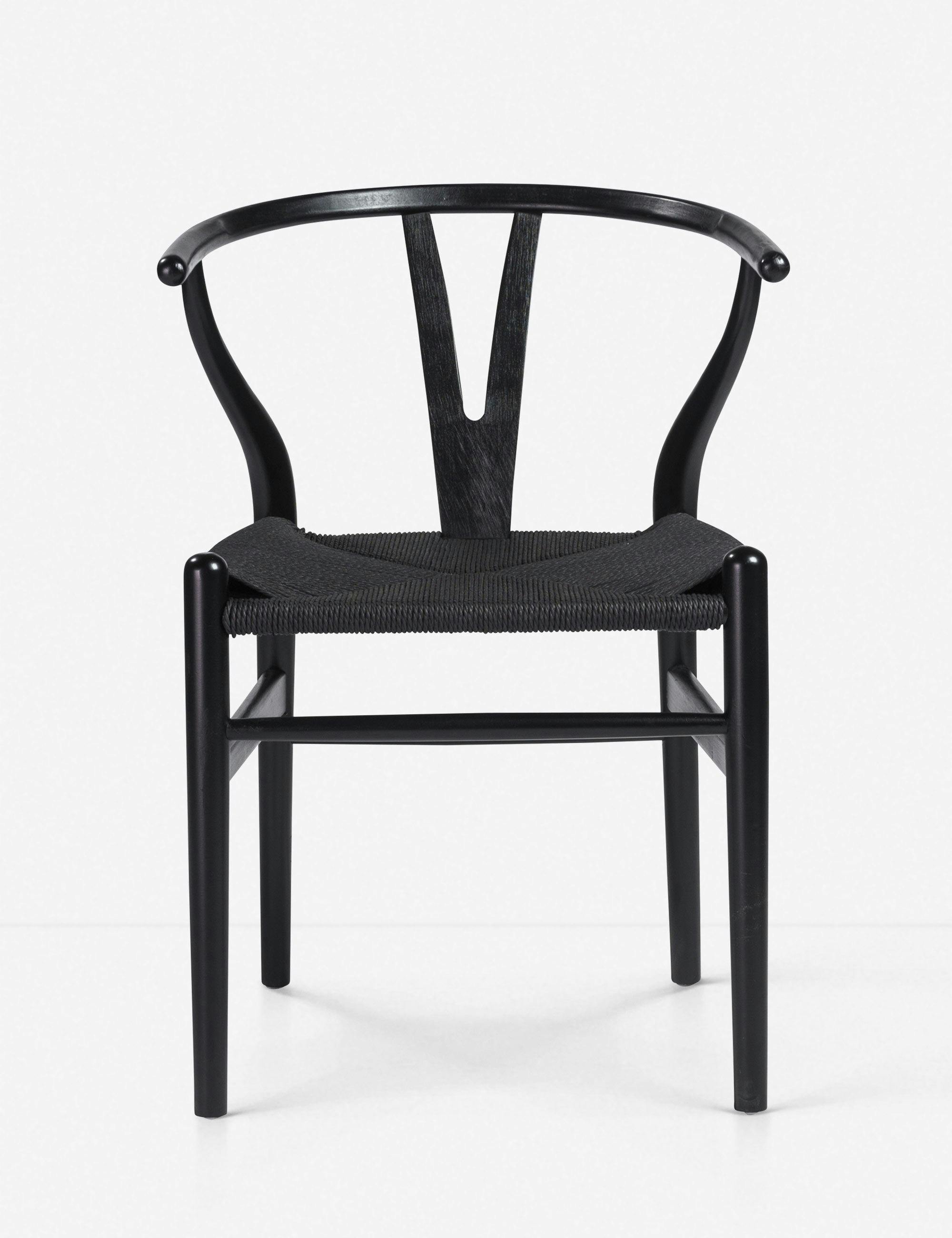 Evelina Black Beech Wood Side Chair with Woven Rush Seat, Set of 2