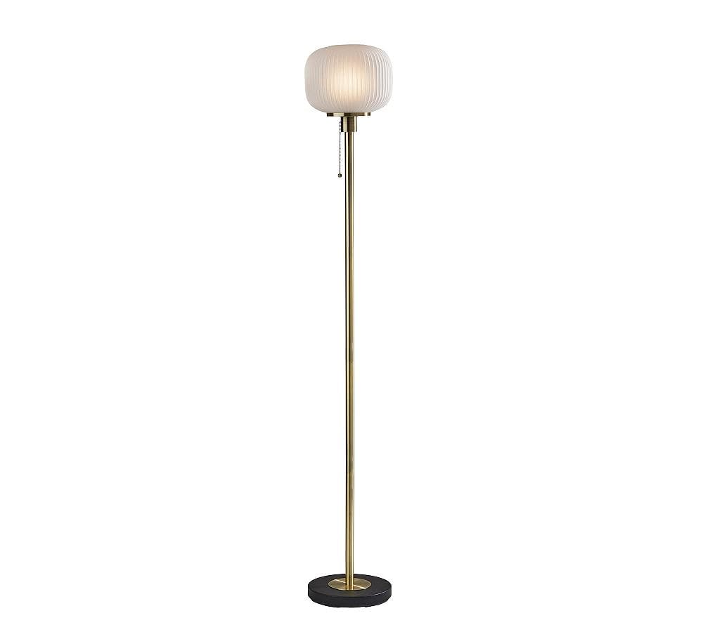 Antique Brass & Black Modern 65'' Floor Lamp with Frosted Glass Shade