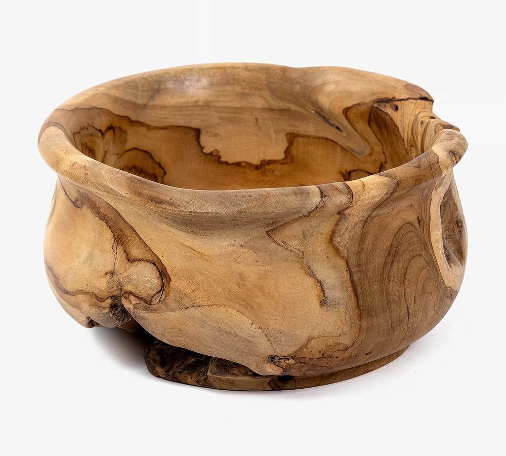 Contemporary Meno Solid Teak Decorative Bowl - 14"x7"