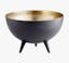 Regal Inca Matte Black and Gold Glass Bowl on Tripod Stand
