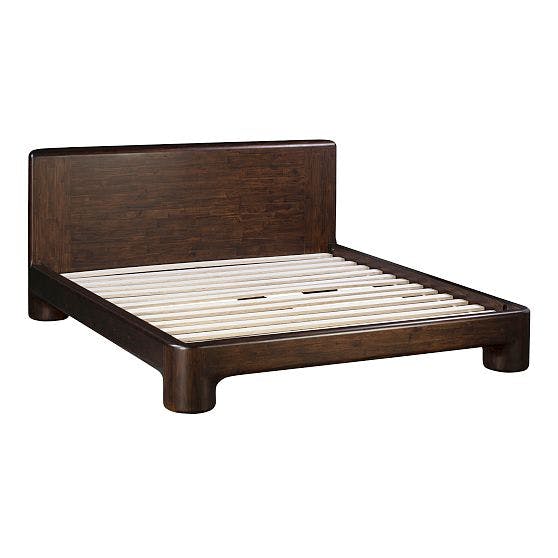 Linden King Bed with Chunky Wood Frame and Slats in Rich Brown