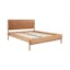 Camel Top-Grain Leather Queen Bed with Rounded Oak Legs