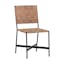Elevated Black Iron Frame Dining Chair with Light Tan Woven Leather Seat
